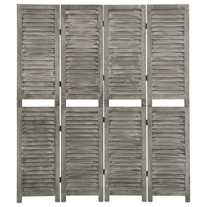 Produktbild för Rumsavdelare 4 paneler grå 143x166 cm massivt trä