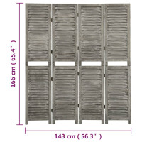 Miniatyr av produktbild för Rumsavdelare 4 paneler grå 143x166 cm massivt trä