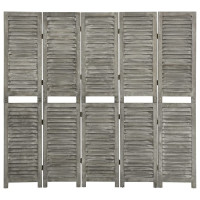 Miniatyr av produktbild för Rumsavdelare 5 paneler grå 179x166 cm massivt trä