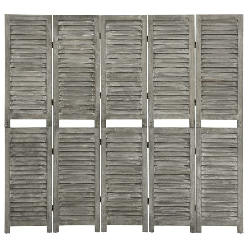 Produktbild för Rumsavdelare 5 paneler grå 179x166 cm massivt trä