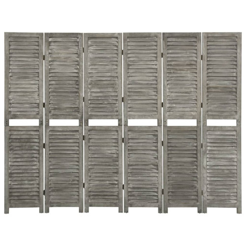 vidaXL Rumsavdelare 6 paneler grå 214x166 cm massivt trä