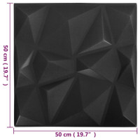 Produktbild för 3D Väggpaneler 12 st 50x50 cm diamant svart 3 m²