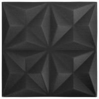 Produktbild för 3D Väggpaneler 12 st 50x50 cm origami svart 3 m²