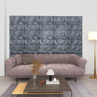 Produktbild för 3D-väggpaneler 12 st 50x50 cm diamant grå 3 m²