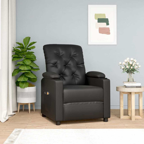 vidaXL Massagefåtölj med uppresningshjälp svart konstläder