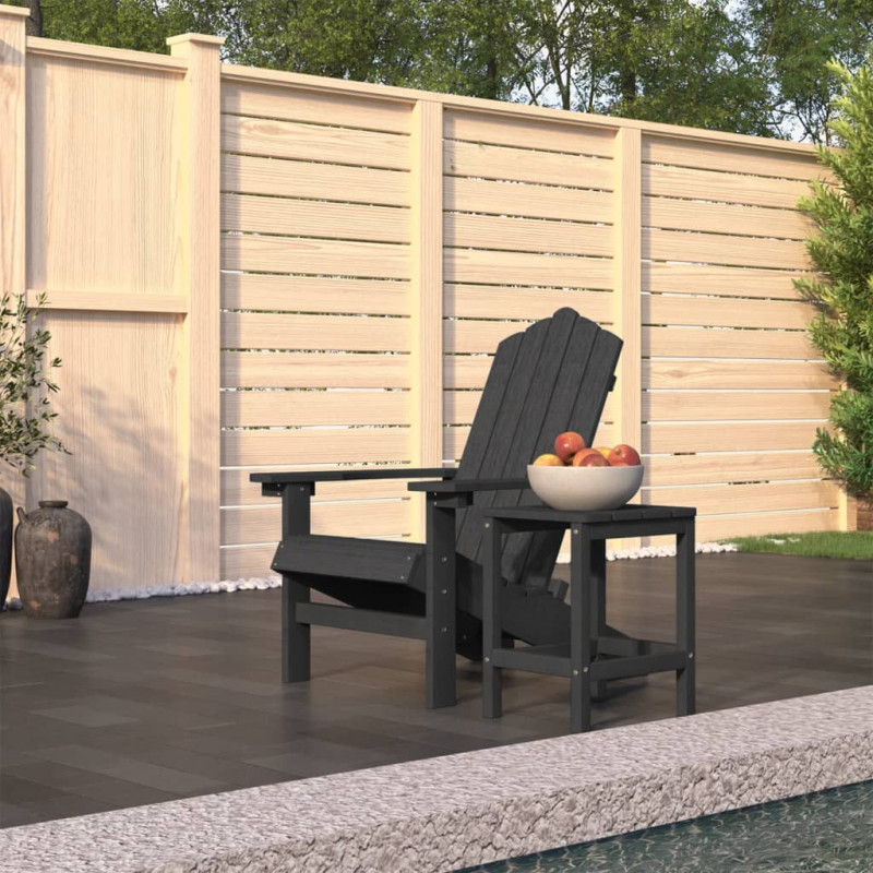 Produktbild för Däckstol för trädgården med bord HDPE antracit