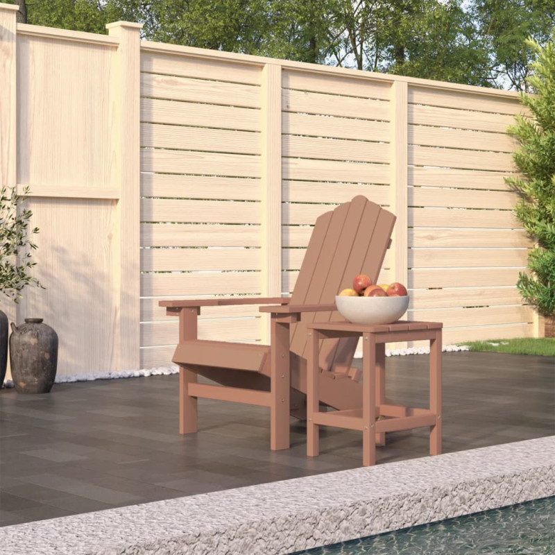 Produktbild för Däckstol för trädgården med bord HDPE brun