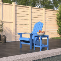 Miniatyr av produktbild för Däckstol för trädgården med bord HDPE aquablå