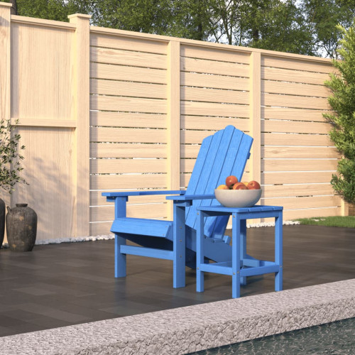 vidaXL Däckstol för trädgården med bord HDPE aquablå