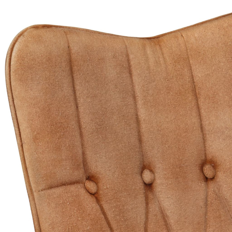 Produktbild för Öronlappsfåtölj med fotpall brun kanvas