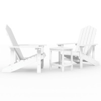 Produktbild för Däckstolar för trädgården med bord HDPE vit