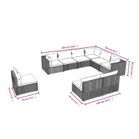 Produktbild för Loungegrupp för trädgården med dynor 9 delar konstrotting svart