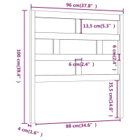 Produktbild för Sänggavel vit 96x4x100 cm massiv furu