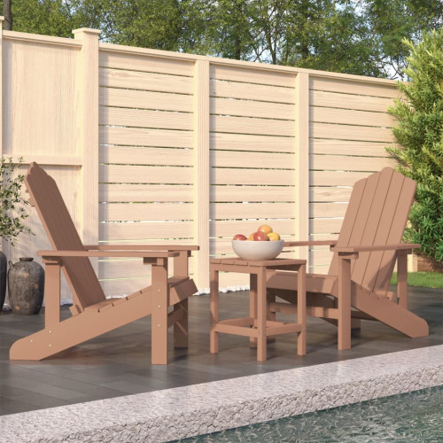 vidaXL Däckstolar för trädgården med bord HDPE brun