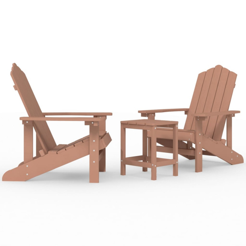 Produktbild för Däckstolar för trädgården med bord HDPE brun