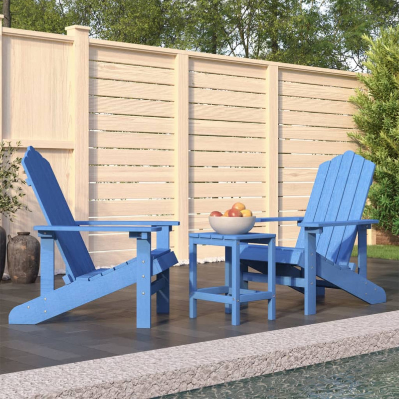 Produktbild för Däckstolar för trädgården med bord HDPE aquablå