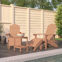 Produktbild för Däckstolar för trädgården med pall och bord HDPE brun