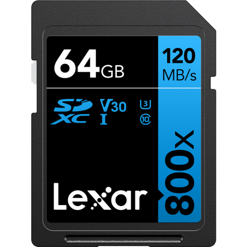 LEXAR Lexar Professional 800x SDXC UHS-I cards, C10 V30 U3, R120 64GB