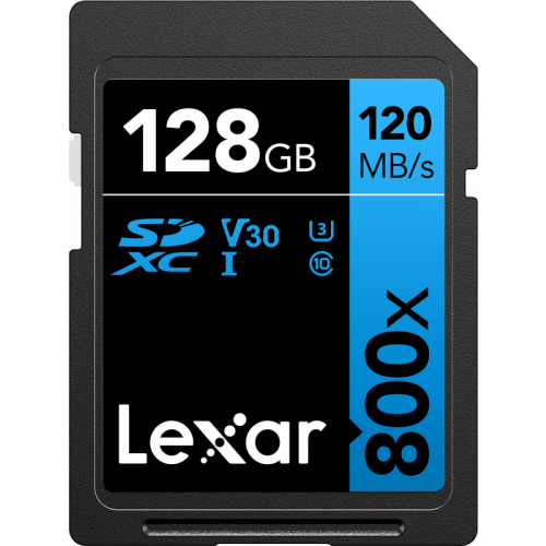 LEXAR Lexar Professional 800x SDXC UHS-I cards, C10 V10 U1, R120/45MB 128GB