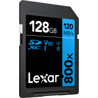 Miniatyr av produktbild för Lexar Professional 800x SDXC UHS-I cards, C10 V30 U3, R120/45MB 128GB