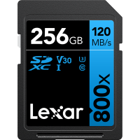 Produktbild för Lexar Professional 800x SDXC UHS-I cards, C10 V30 U3, R120/45MB 256GB