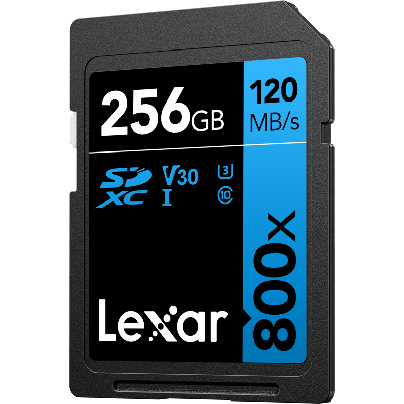 Produktbild för Lexar Professional 800x SDXC UHS-I cards, C10 V30 U3, R120/45MB 256GB