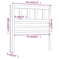 Produktbild för Sänggavel vit 81x4x100 cm massiv furu