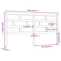 Produktbild för Sänggavel vit 186x4x100 cm massiv furu