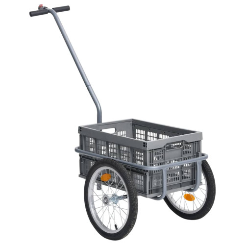 vidaXL Cykelvagn med 50 L hopfällbar transportlåda grå 150 kg