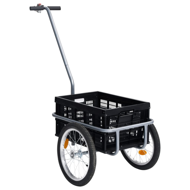 Produktbild för Cykelvagn med 50 L hopfällbar transportlåda svart 60 kg