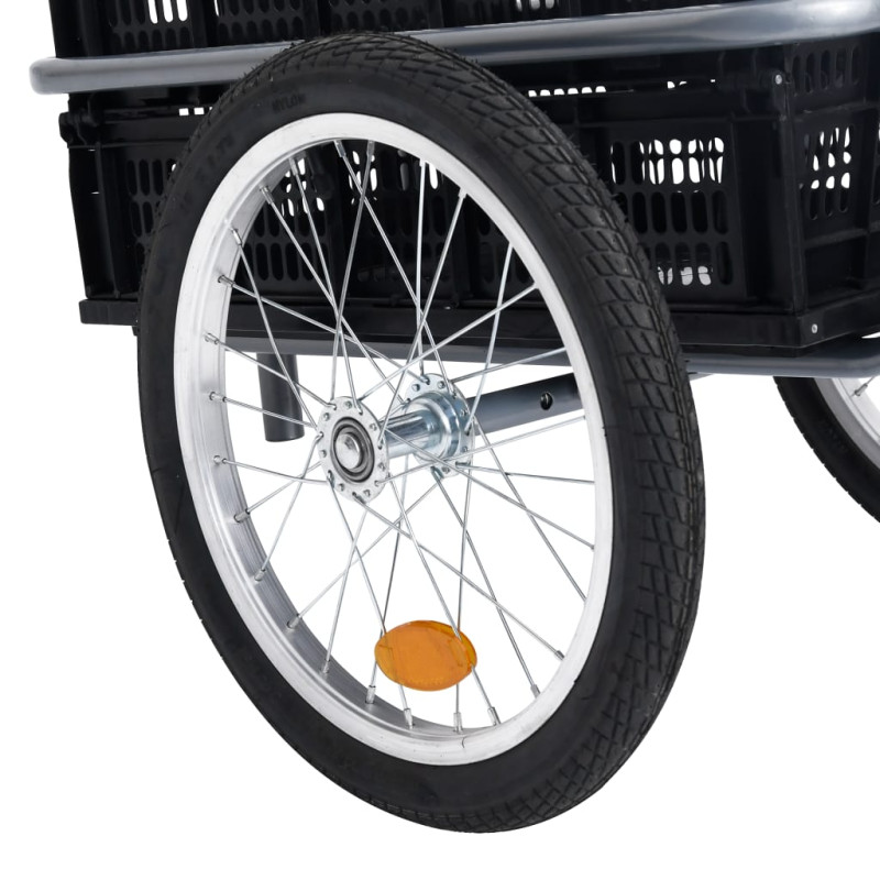 Produktbild för Cykelvagn med 50 L hopfällbar transportlåda svart 60 kg