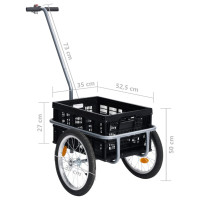 Miniatyr av produktbild för Cykelvagn med 50 L hopfällbar transportlåda svart 60 kg