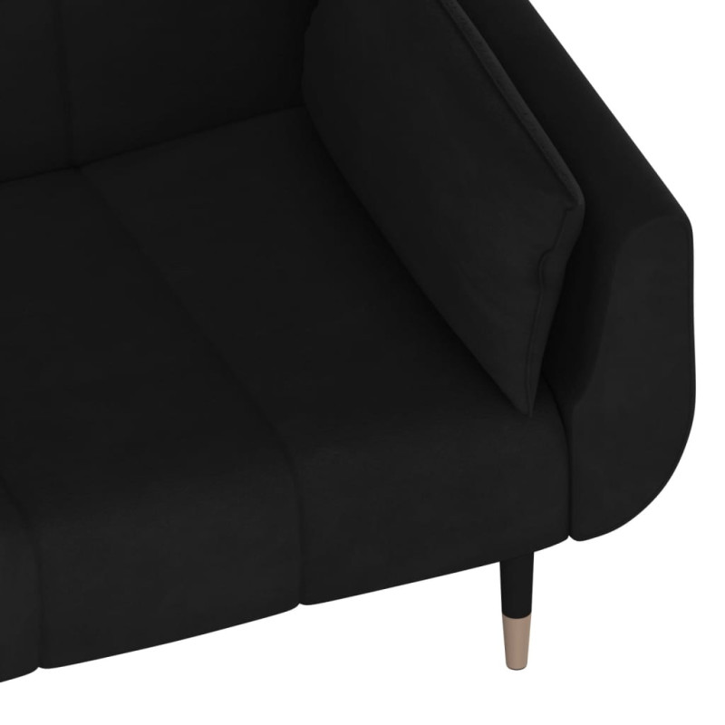 Produktbild för Bäddsoffa 2-sits med två kuddar svart sammet