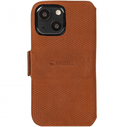 Krusell Leather Phone Wallet iPhone 13 Mini Cognac