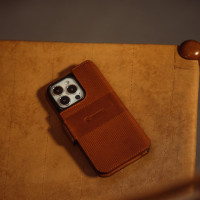 Miniatyr av produktbild för Leather Phone Wallet iPhone 13 Mini Cognac