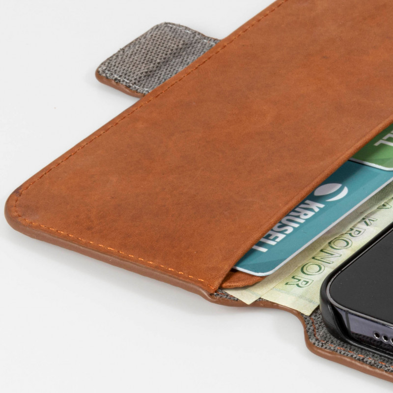 Produktbild för Leather Phone Wallet iPhone 13 Cognac