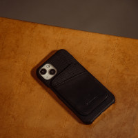 Miniatyr av produktbild för Leather Cover iPhone 13 Svart