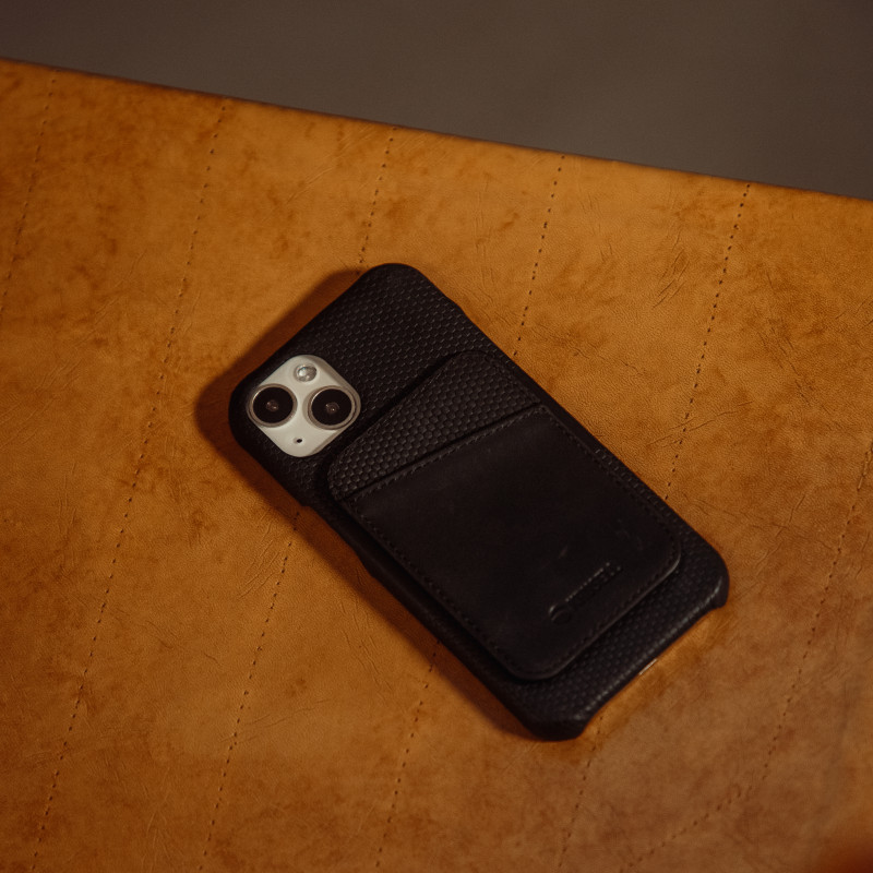 Produktbild för Leather Cover iPhone 13 Pro Max Svart
