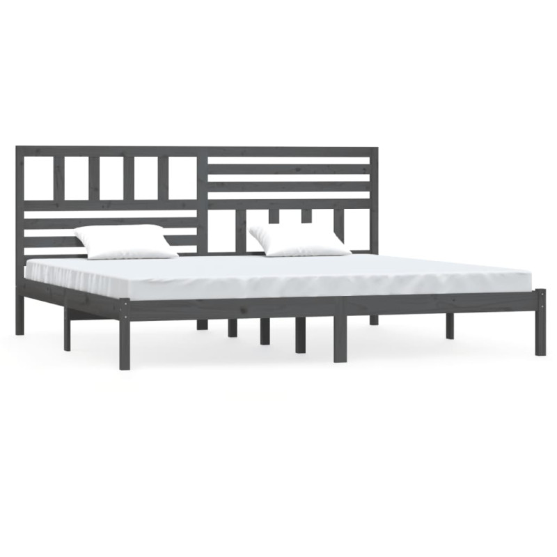 Produktbild för Sängram 180x200 cm massiv furu grå