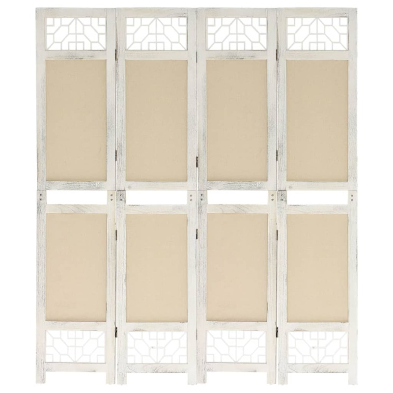 Produktbild för Rumsavdelare 4 paneler gräddvit 140x165 cm tyg