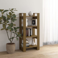 Produktbild för Bokhylla/rumsavdelare honungsbrun 60x35x125 cm massivt trä
