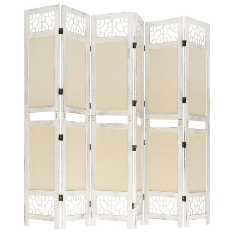 Produktbild för Rumsavdelare 6 paneler gräddvit 210x165 cm tyg