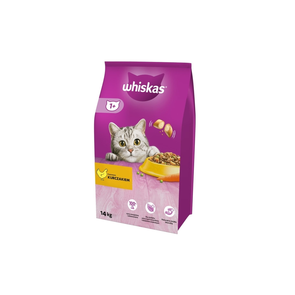 Produktbild för Whiskas torrfoder för vuxna katter med kyckling