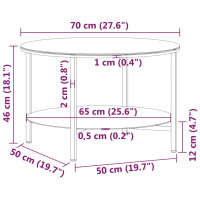 Produktbild för Soffbord svart och transparent 70 cm härdat glas