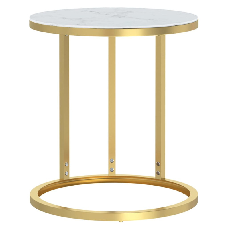 Produktbild för Sidobord guld och vit marmor 45 cm härdat glas