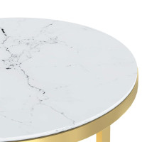 Miniatyr av produktbild för Sidobord guld och vit marmor 45 cm härdat glas