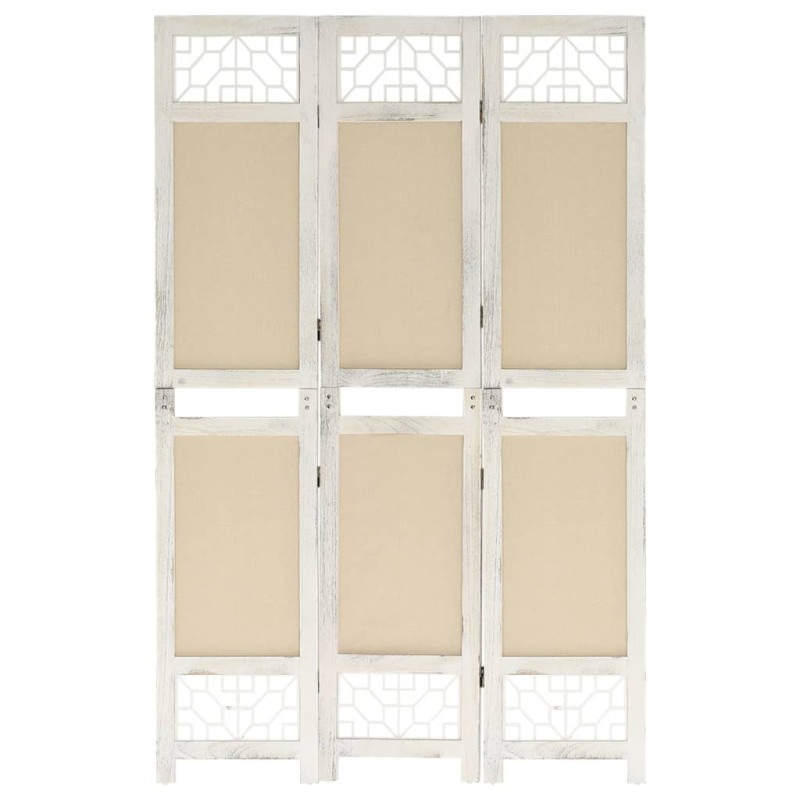 Produktbild för Rumsavdelare 3 paneler gräddvit 105x165 cm tyg