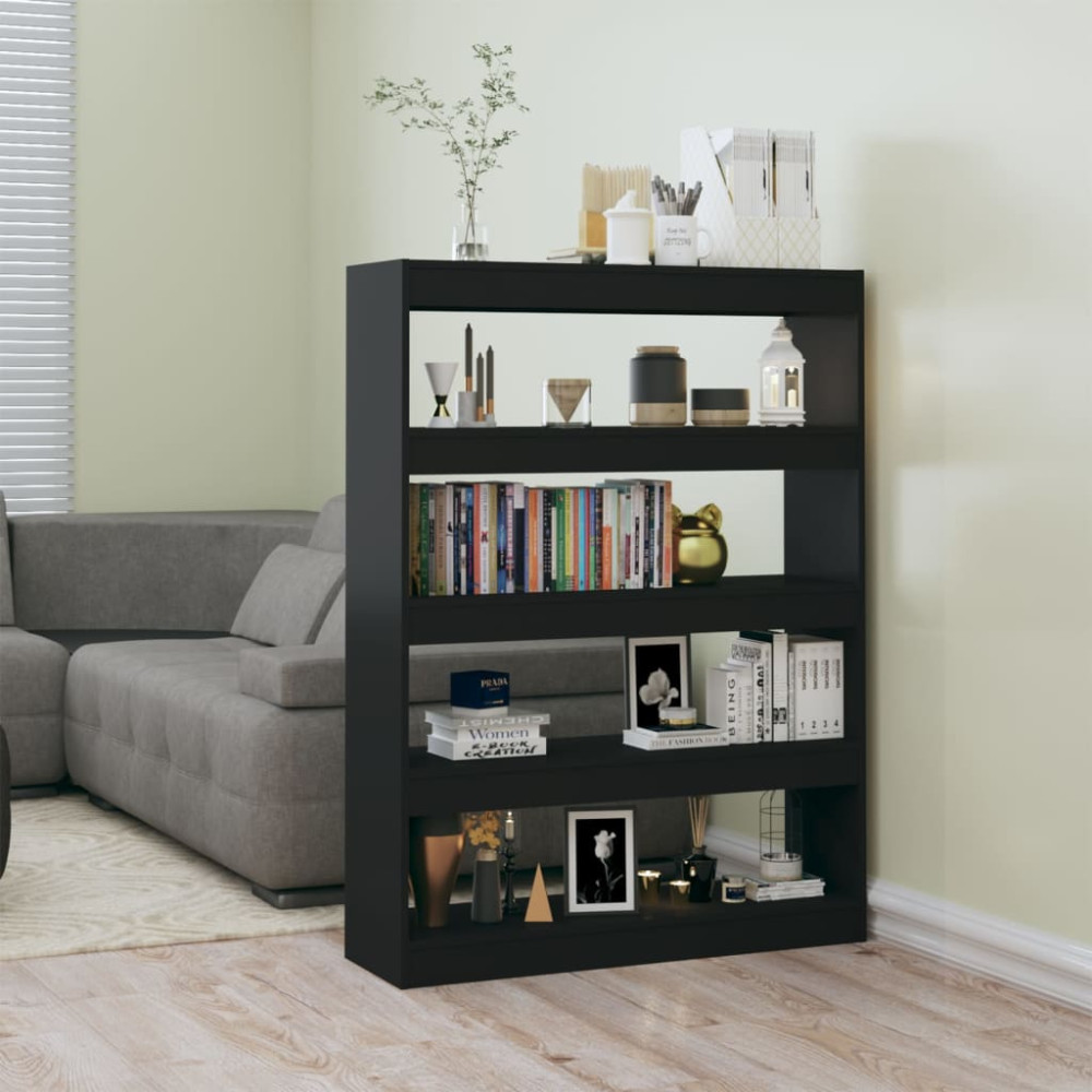 Produktbild för Bokhylla/Rumsavdelare svart 100x30x135 cm