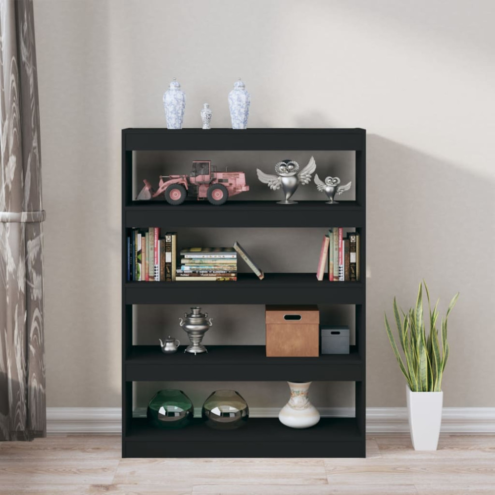 Produktbild för Bokhylla/Rumsavdelare svart 100x30x135 cm
