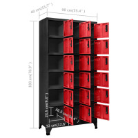 Produktbild för Förvaringsskåp antracit och röd 90x40x180 cm stål